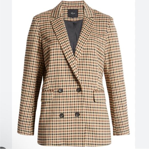 NWOT Rails Chelsea Double Breasted Blazer in Cafe Check Size XXL - Picture 3 of 10